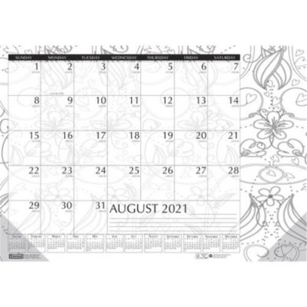 House Of Doolittle House of Doolittle HOD1875 22 x 17 Academic Doodle Monthly Desk Pad Calendar; Black & White HOD1875